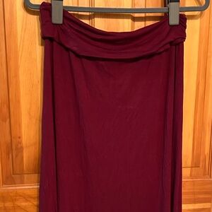 NWT Nordstrom Loveappella Burgundy Pull On Roll Top Maxi Skirt L